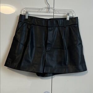 Zara NWOT Faux Leather High-Waisted Shorts in black, Size L